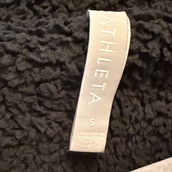 Athleta Tugga‎ Sherpa Black 1/4 Zip-Up Sweater Shacket. Womens Small. Pockets - Picture 2 of 5